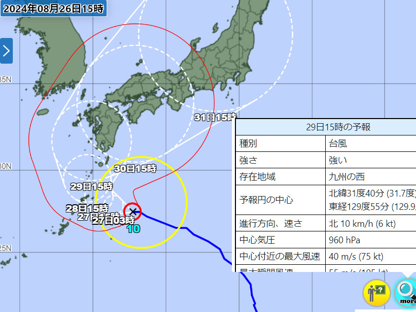 気象庁台風10号予想進路